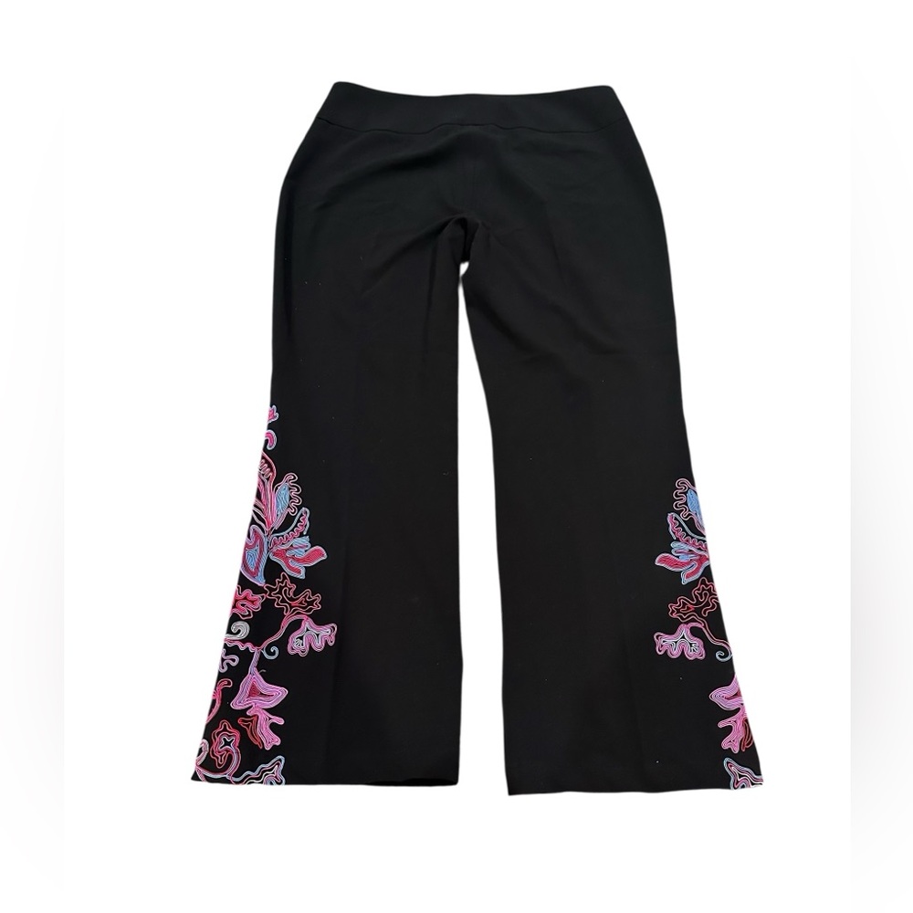 Cache Black Pink Blue Fairy Embroidered Flare Trouser Pants Slacks Whimsigoth 14 - Picture 5 of 11